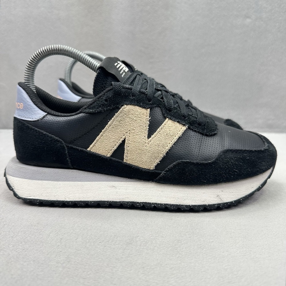 Womens Size 7 (B) New Balance 237 Shoes Black / Ivory Leather Casual Sneakers